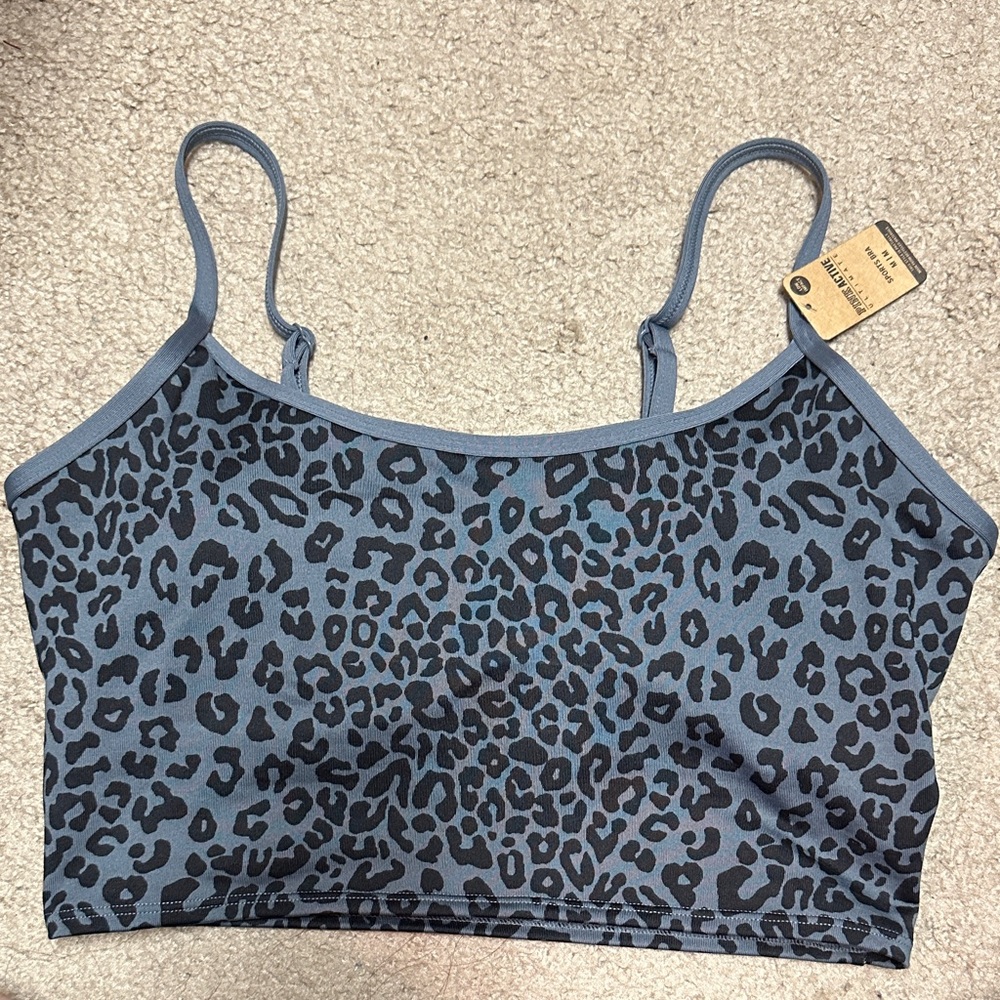PINK Victoria's Secret Blue and Black Leopard Active Ultimate Sports Bra M